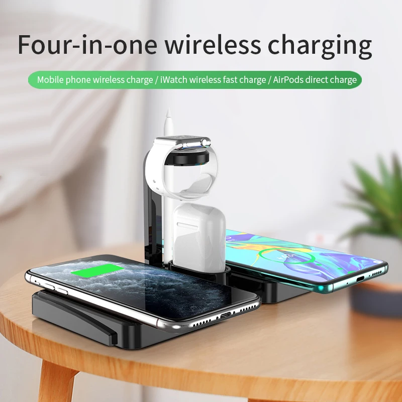 WAWEIS 4 в 1 Беспроводное быстрое зарядное устройство для iPhone Xiaomi iWatch Airpods