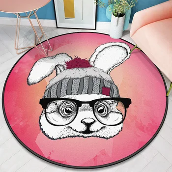 

Cartoon Animals Colorful Dog Cat Round Rug Floor Door Mat Carpet For Living Room Bedroom Vestibule TOILET Rugs Washable