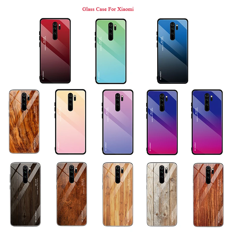 Colorful Tempered Glass For Xiaomi Redmi Note 8 7 6 5 K20 Pro Wood and Gradient Case Mi 9T Capa | Мобильные телефоны и