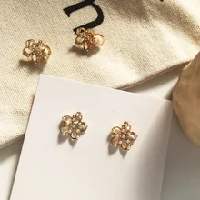 Нежные новые ювелирные изделия золотые цветочные серьги сладкий жемчуг красочные Кристальные серьги корейские Ювелирные изделия Подарки для женщин девушек