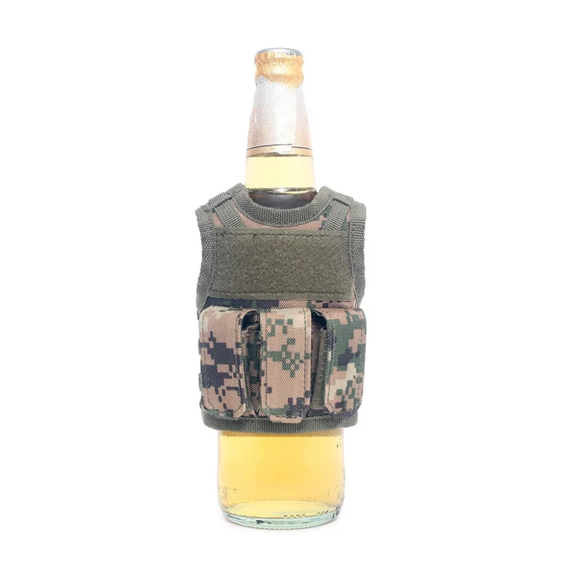 Mini pochette tactique militaire pour bouteille de bière Premium, couverture de bouteille de vin, refroidisseur de boisson, Mini chasse Molle, sac de bouteille d'eau