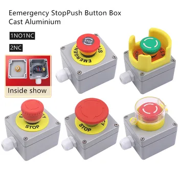 

Aluminium Emergency Stop Push Button Switch Control Box Waterproof Protective Cover Elevator Emergency Stop Metal Control Box