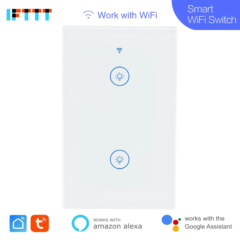 Wifi умный настенный светильник с сенсорной панелью стандарт США умный дом работает с Alexa Google Home Mini IFTTT TUYA Smart LIFE - Комплект: 2GANG