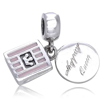 

Authentic 925 Sterling Silver Bead Charm Enamel Shopping Queen Pendant Beads Fit Pandora Bracelet Bangle Diy Jewelry