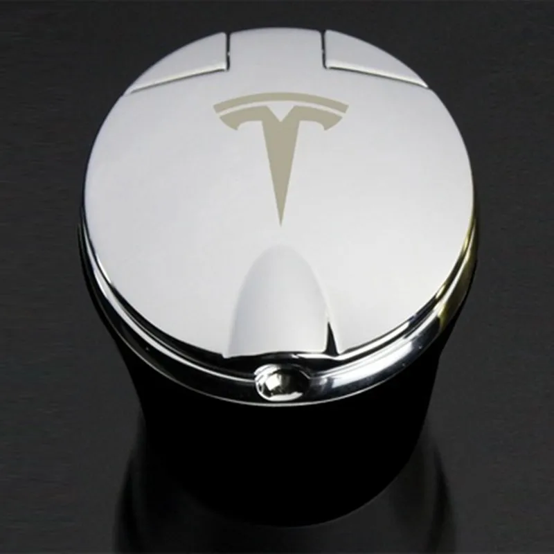 1 шт. высокое качество подходит для Tesla MODEL3 X пепельницы для авто с светодиодный светильник крышка пепельницы для авто интерьер автомобиля продукты - Название цвета: Черный