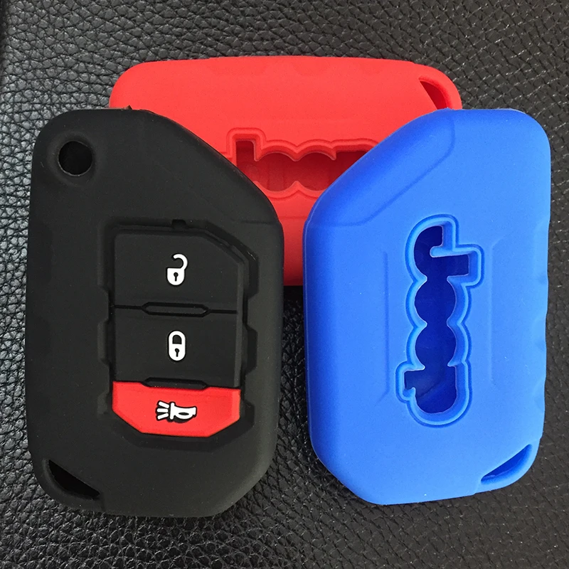 

3 Button Flip Remote protect shell silicone rubber car key cover case for Jeep Wrangler JL 2018 2019