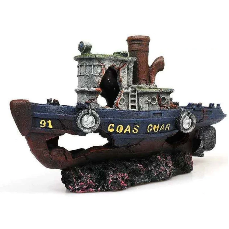 

Shipwreck Shelter Fish Tank Landscaping Ornament Simulation Crafts Aquarium