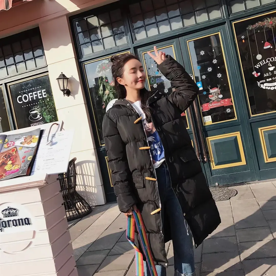 

2017 New Style Korean-style Toggle Cotton-padded Clothes Women's Mid-length down Cotton down Coat Students