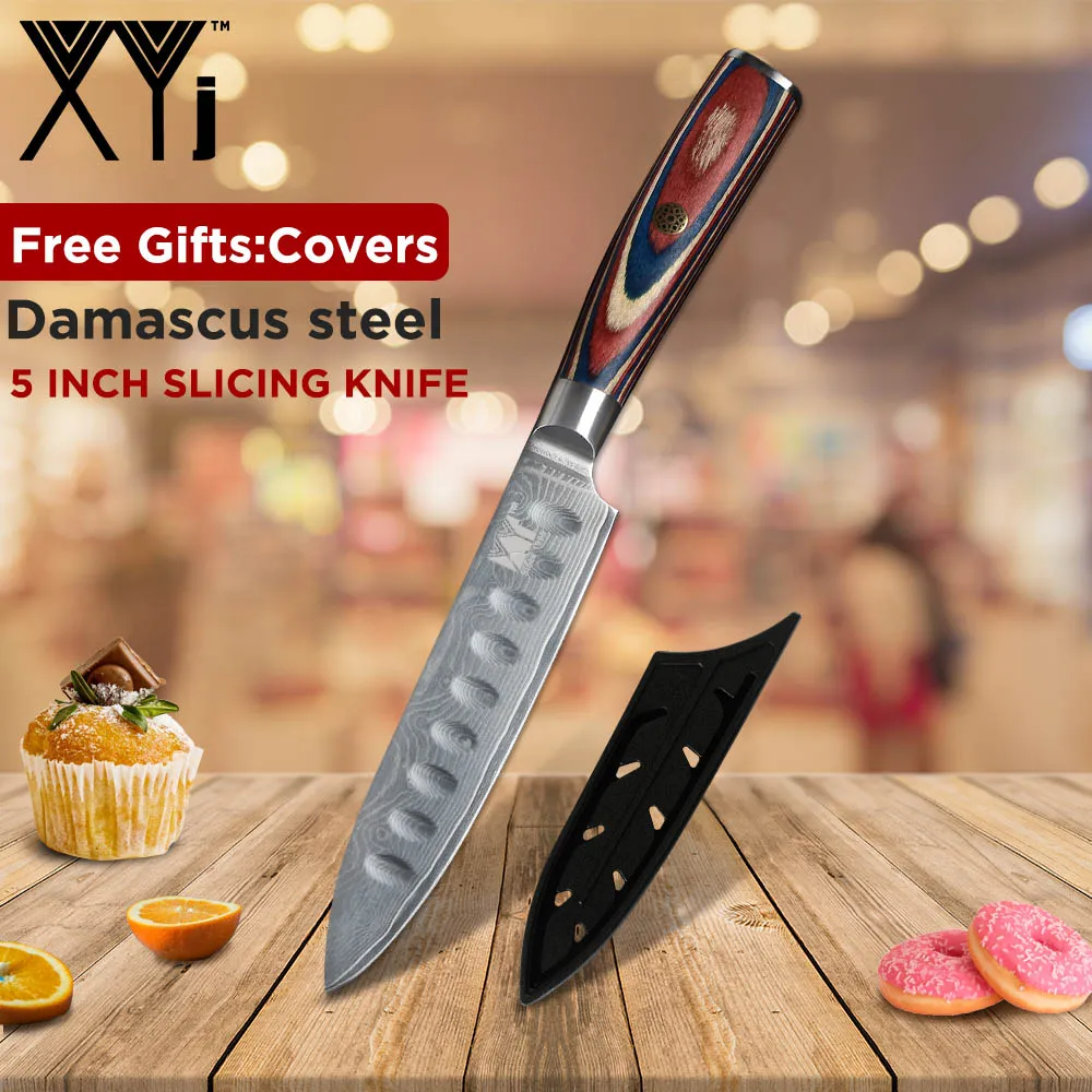 Набор кухонных ножей VG10 из дамасской стали XYj универсальные японские кухонные