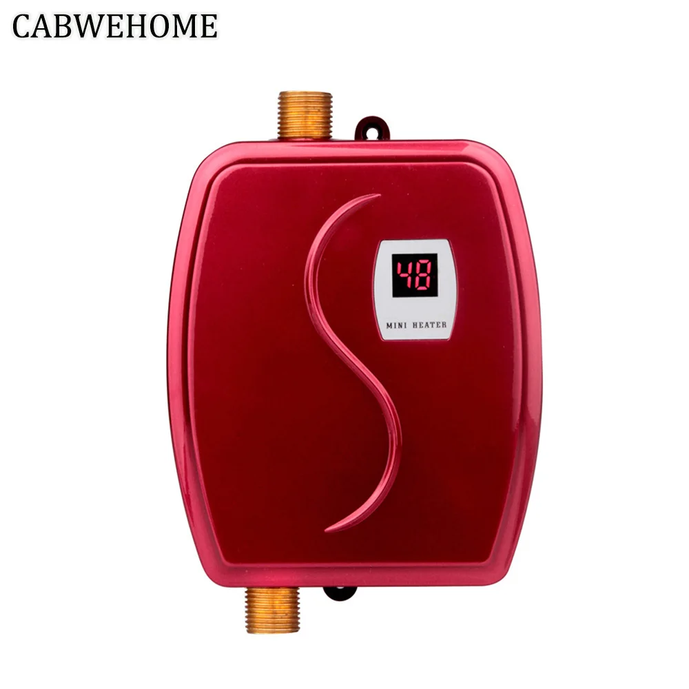 red CABWEHOME Мгновенный Электрический Душ с горячей водой мини-подогреватель для воды цифровой дисплей для кухни ванной комнаты кран для раковины 220 В 110 В - Цвет: red