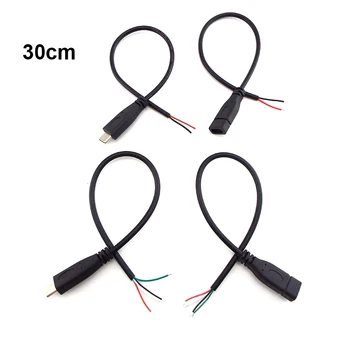 

5pcs Micro USB 2.0 A Female Jack Android Interface 4 Pin 2 Pin Male Female Power Data Charge Cable Cord Connector 30CM