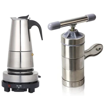 

450Ml Coffee Pot Mocha Espresso Latte Percolator EU Plug & Manual Stainless Steel Noodle Maker Press Pasta Machine