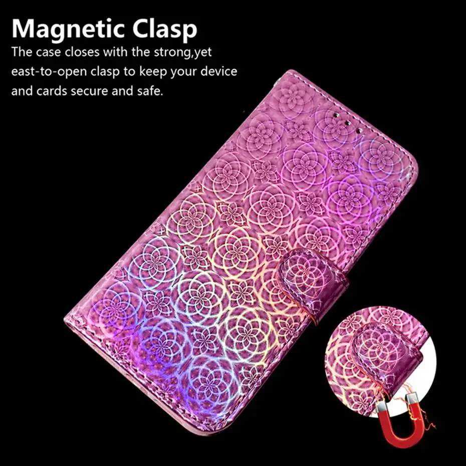 Laser Fluorescent Flip Case For Xiaomi CC9 E MI Note 10 Pro Redmi K20 Pro 6 7 7A Pro Redmi Note 7 6 8 Pro 8T Leather Phone Case