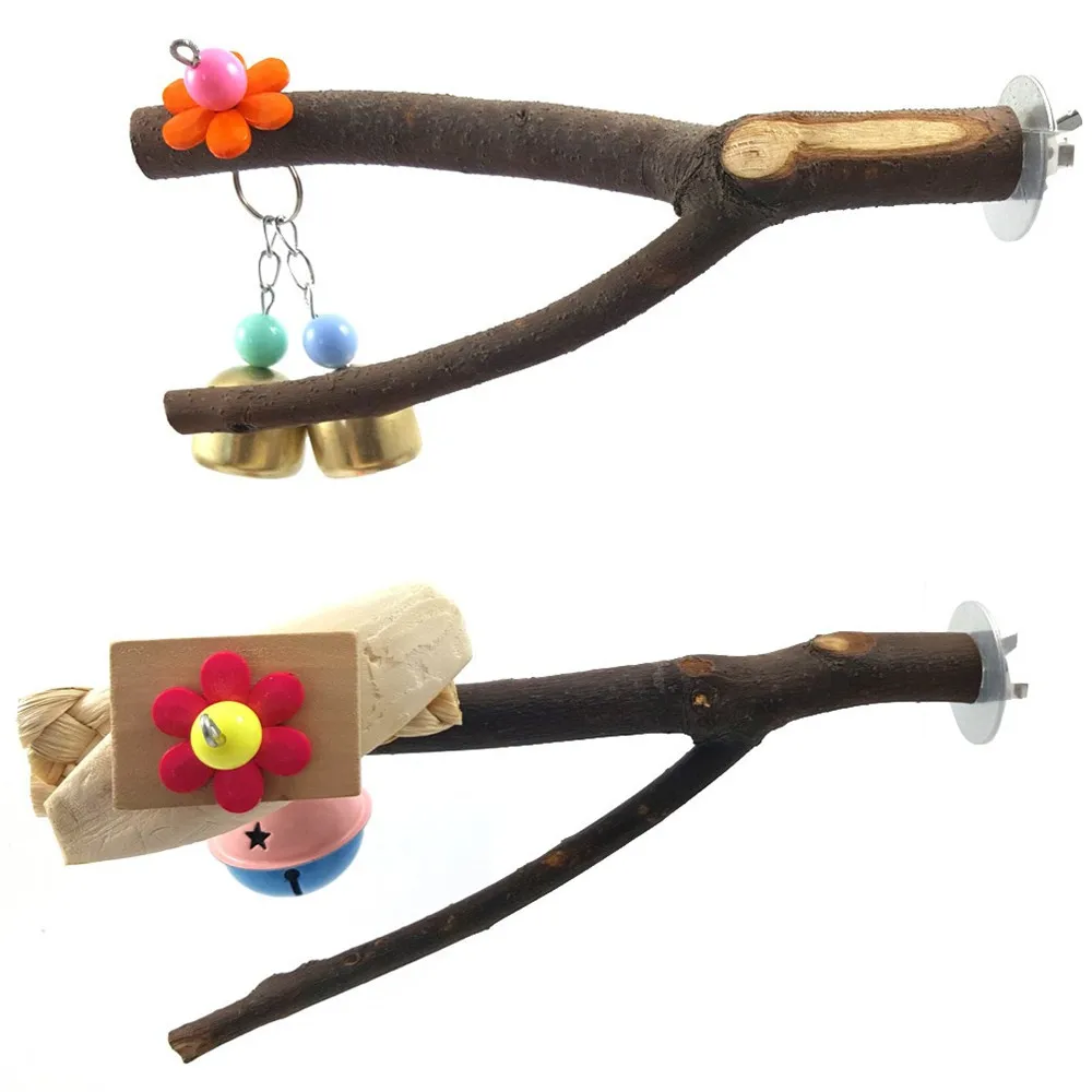 

1Pc Pet Parrot Raw Wood Fork Tree Branch Stand Rack Toy Hamster Branch Perches for Bird Cage Bird Swing