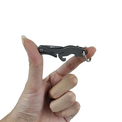 Titanium Alloy Leopard Bottle Opener Portable Keychain Knife Small Sharp Cutter EDC Outdoor Survival Multi-function Tool