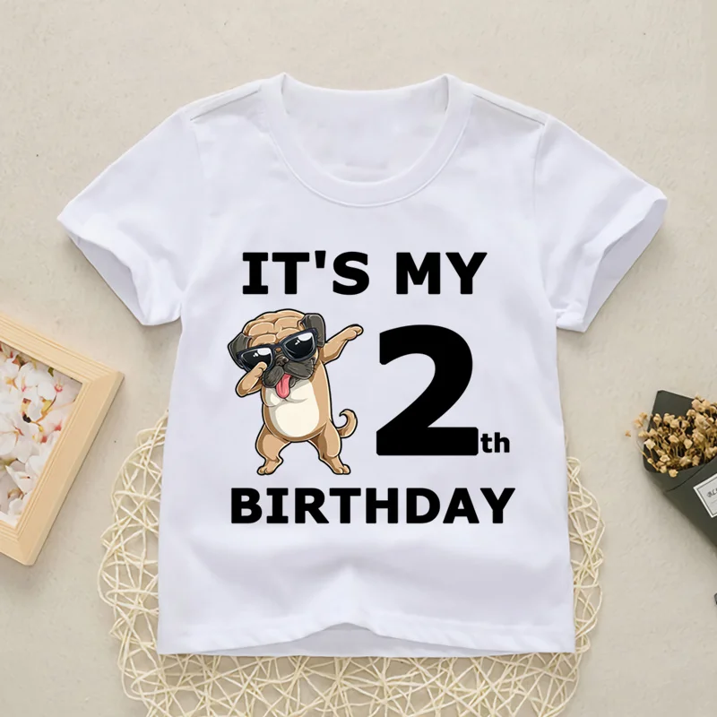 

Baby Happy Birthday Number 1-10 Letter Print T Shirt Girls Boys Dogs Funny T-shirt Clothes Cute Short Sleeve