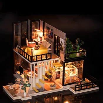 

Diy Wooden Dollhouse Furniture Doll House Miniature Diy Kit Puzzle Box Dollhouse Home Accessories Model Gift Toys For Children