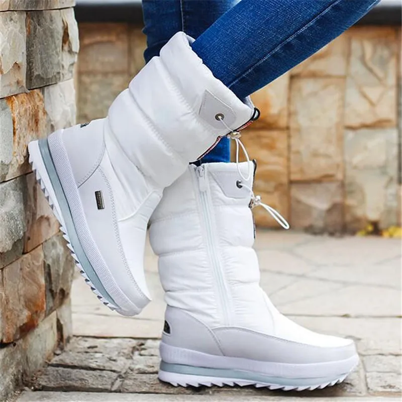 

High Quality Classic Women Winter Boots Mid-Calf Snow Boots Female Warm Fur Plush Insole High Quality Botas Mujer Size 34-40