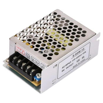 

12V5A Switching Power LED Light with Light Box,5A 12V AC/DC Voltage Converter Universal Regulated Switch Power Supply for LED