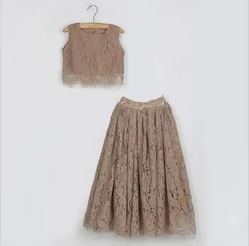 

Retail New Hot Baby Girls Summer Lace Party Dress Sets, Lace Top + Skirts 1-8T