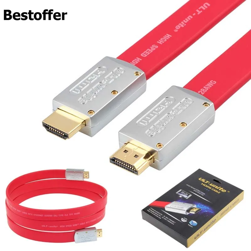 Цинковый сплав красный HDMI 2 0 стандарт M/M 4K для LCD DVD HDTV Samsung 1m 3m|Кабели HDMI| |
