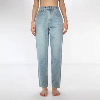

Soft Womens Jeans Women Light Blue Washed High Waist Wide Legs Tapered Radish Loose Dad Jeans for Women Denim Pants Iupl Button