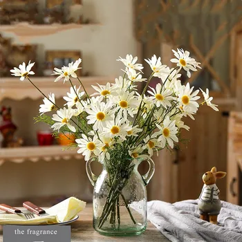 

5 Heads/Branch Artificial Dasiy Flower Silk Fake Flowers Bouquet Decorative Small Daisy for Home Room Decoratiuons