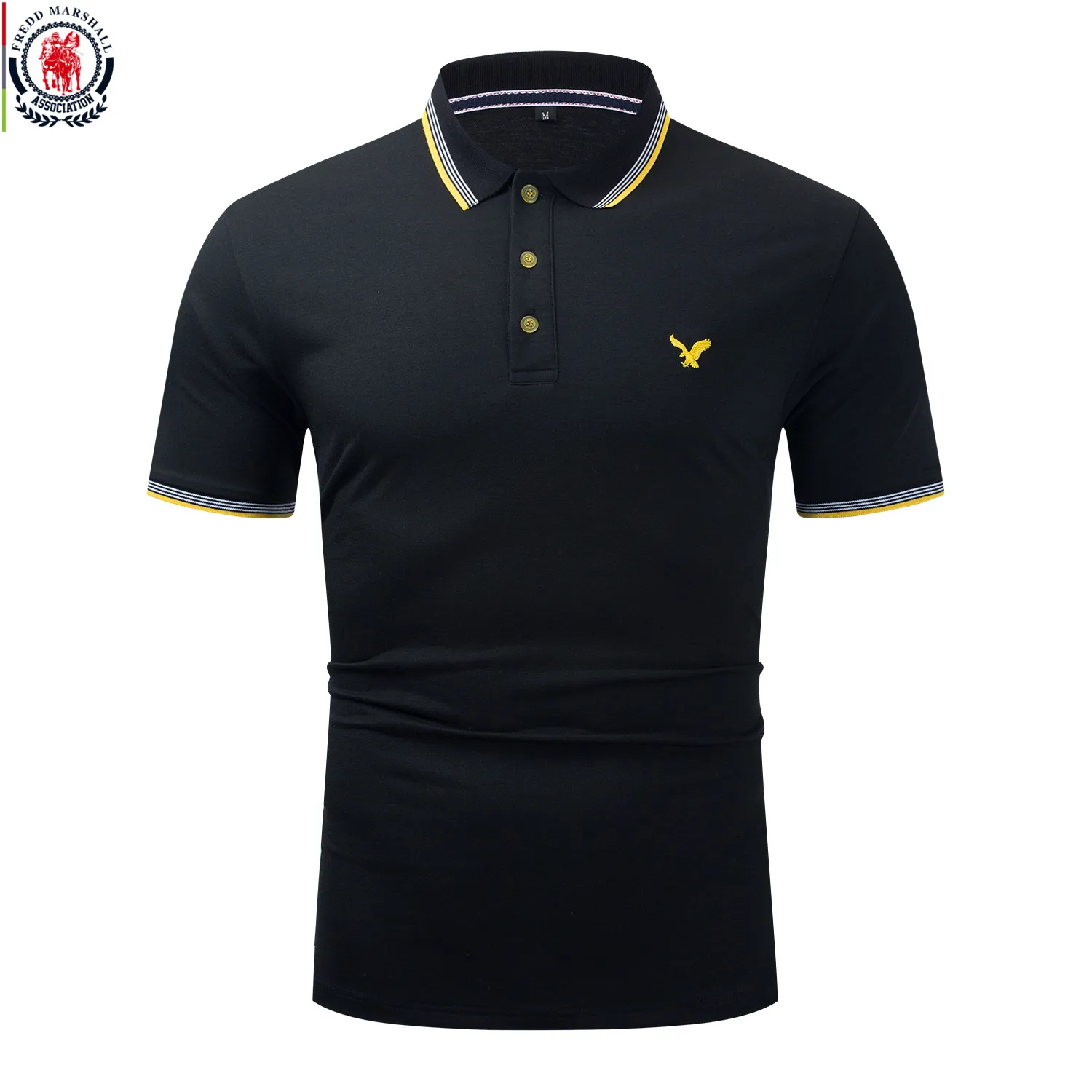 Ancestros forman MARSHALL nuevo 100% de algodón camisa Polo bordada casuales de los hombres negocios de calidad camiseta Polo de Color manga corta liso Polos Top 590