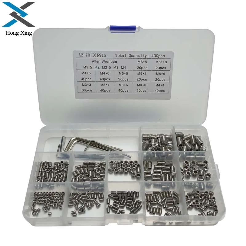 

400pcs/set Cup Screw M3/M4/M5/M6/M8 Hex Stainless Steel Wood Fastening Hexagon Screws Bolt Assortment kit Socket Head