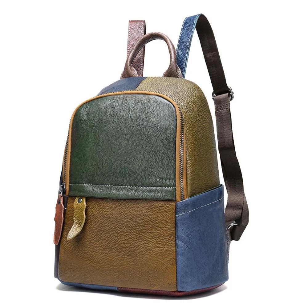 Lukegear рюкзак из натуральной кожи, унисекс, лоскутные рюкзаки, модный кошелек, школьные сумки, винтажный стиль, прочный дизайн