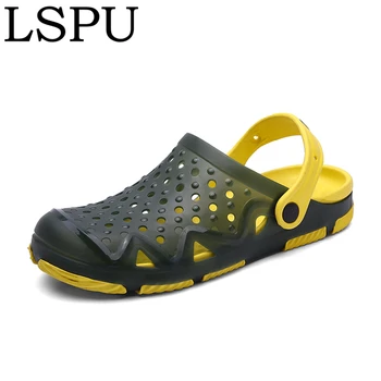 

New Arrival Summer Men's Jelly Shoes Slip On Breathable Flat Slippers Water Beach Sandals Fashion Croc Men Clogs Plus Size 40-45