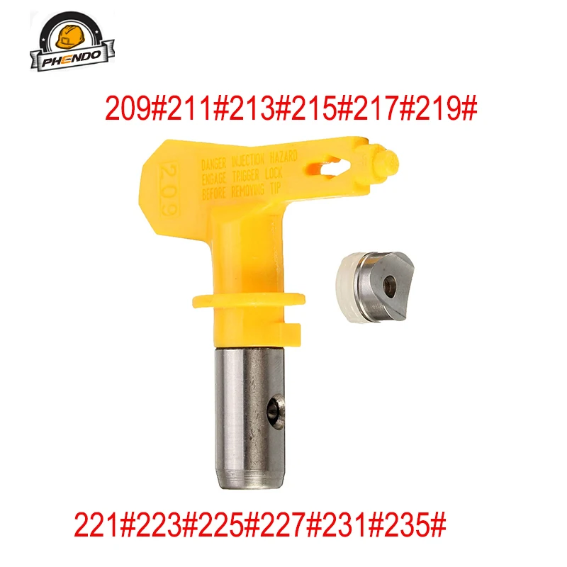 PHENDO 2 series Airless Tip209#--235# for Airless spray nozzle for Wagner Airless gun Seat Guard spray Guide, airless paint indonesia architectural guide