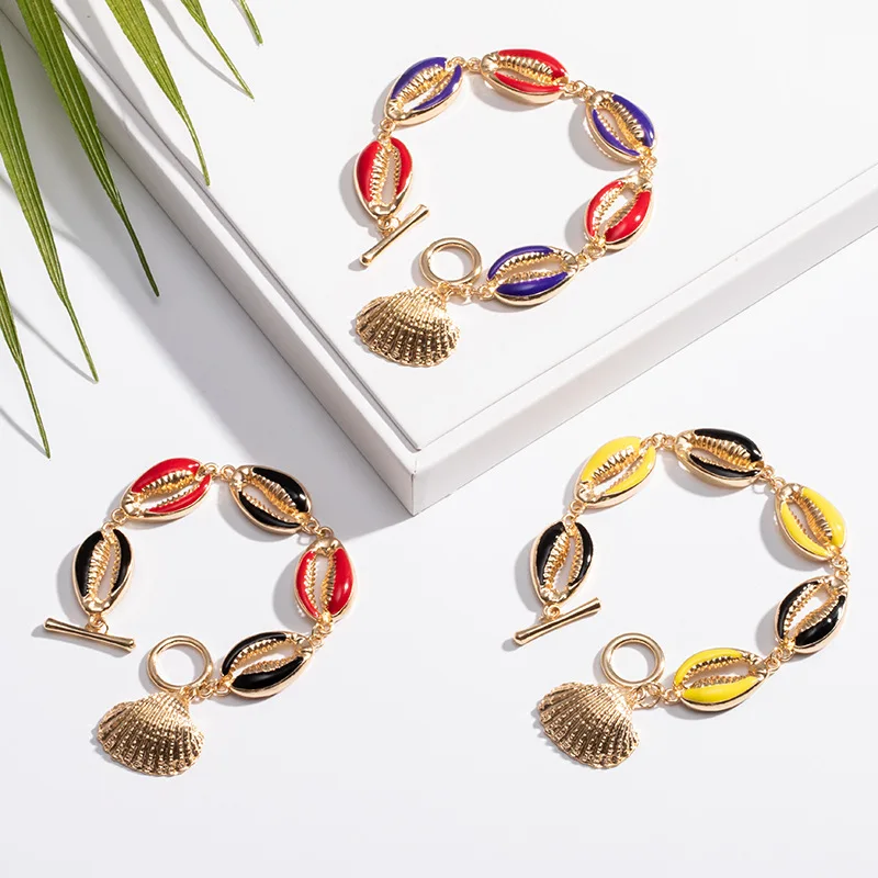 

Fashion Boho Rainbow Shell Bracelet Bangles For Women Handmade Trendy Personality Simple Charm Couch Jewelry Summer Beach Party