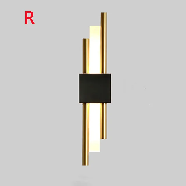 Modern fashion American European-style metal acrylic tube LED wall lamp bedroom study living room home lighting wall lamp blackcopper