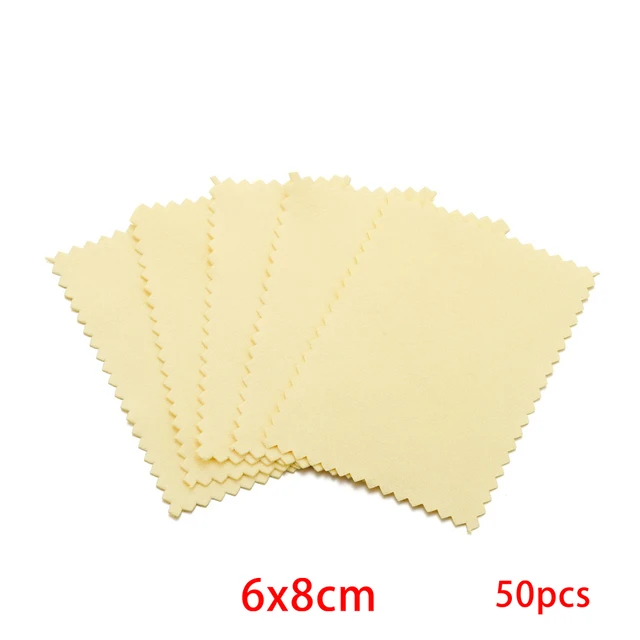 10-50pcs Polish Polishing Cloth Silver Color Cleaning  Polishing Cloth Soft Clean Wipe Wiping Cloth For Silver Gold Jewelry Tool Yellow 6x8 50Pcs