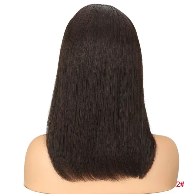 Гладкие перуанские прямые парики на кружеве натуральные человеческие волосы Омбре цвет 27#/30#/99J переплетение короткий Боб remy волосы парики - Цвет волос: #2