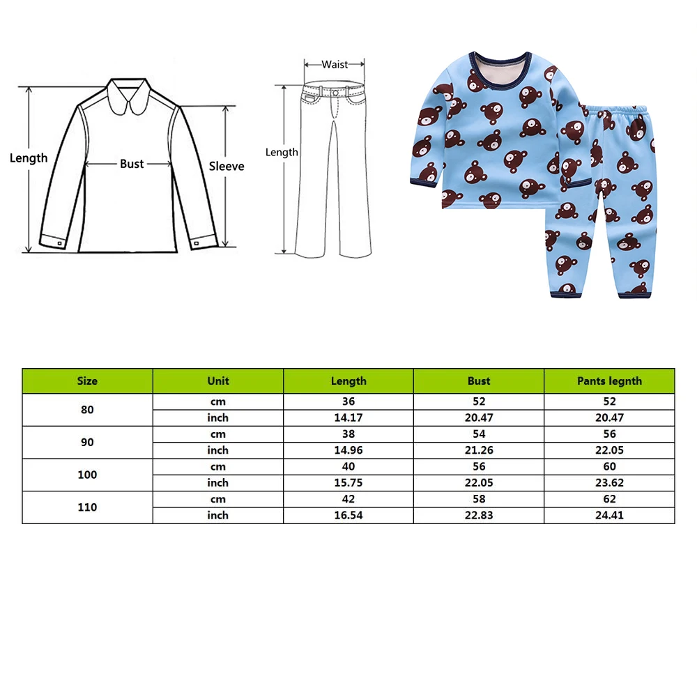 Детские зимние теплые костюмы для мальчиков и девочек; мягкие подштанники с принтом героев мультфильмов; нижнее белье; пижамные костюмы из плотного бархата для детей; сезон осень