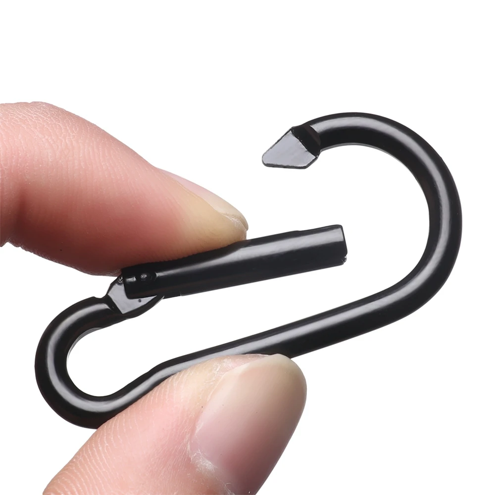 Black Aluminum Alloy D Carabiner Outdoor Spring Snap Clip Water Bottle Hooks Keychain Outdoor Climbing Camping Hiking Tool keychain carabiner carabiner clips 3 Pcs