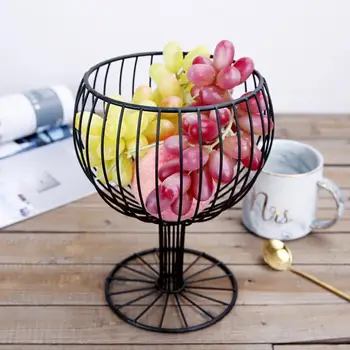 

Wine Glass Wrought Iron Snack Storage Basket Snack Tray Dessert Fruit Basket Storage Sundries Container Creative Fruit Basket
