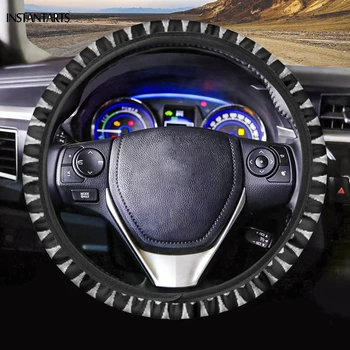 

INSTANTARTS Auto Steering Wheel Covers Black&White Triangle Pattern Diameter 15inch Car Accessories Universal Car-styling