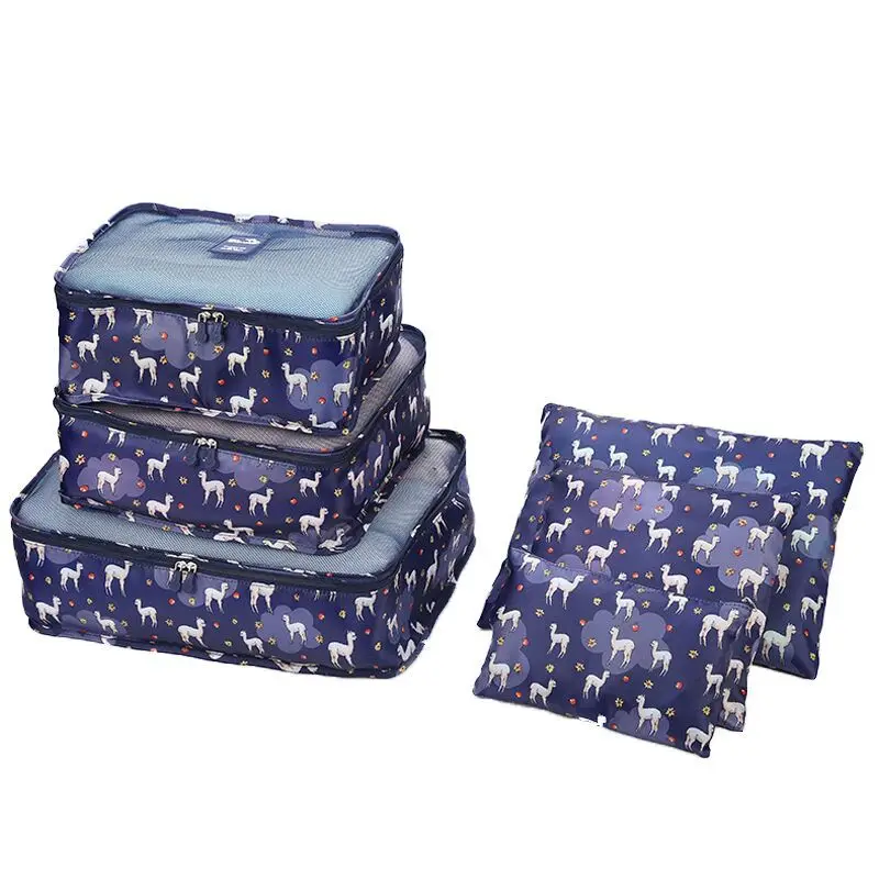 6 шт сумка для хранения путешествий Набор для одежды шкаф аккуратный чемодан-органайзер дорожные Чехлы для обуви Коробка органайзер куб для упаковки сумка - Цвет: 13