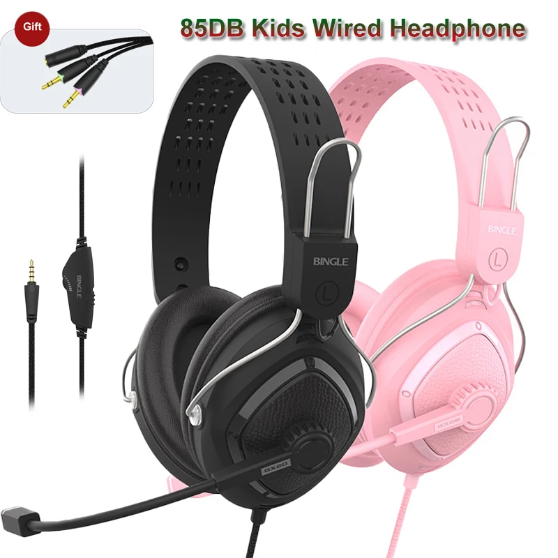 Kids Wired Headphone 85DB Safe Volume Headset with Microphone for Lerning Game Earphone Boys Girls Birthday Gifts