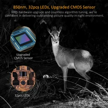 TOMSHOO Trail Camera 20M 1080P 30fps Hunting Camera with 32pcs 850NM IR LEDs Night Vision0.2s Trigger Lapse 2.0" LCD Screen