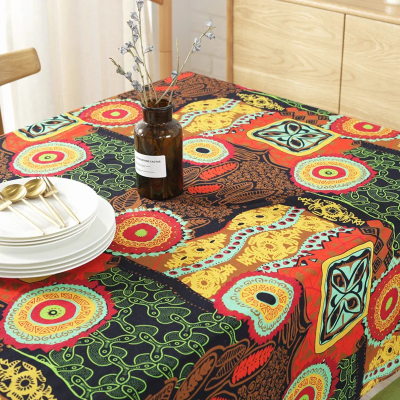 Cotton Linen Table Cloth National Tablecloth Home Dining Table Cover Decorative Table Cloth Rectangular Tablecloth Picnic Cloth