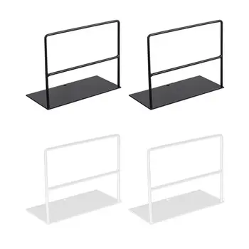 

1 Pair Wrought Iron Bookends Book Support Simple Desktop Office Magazine Organizer Stand Shelf Holder