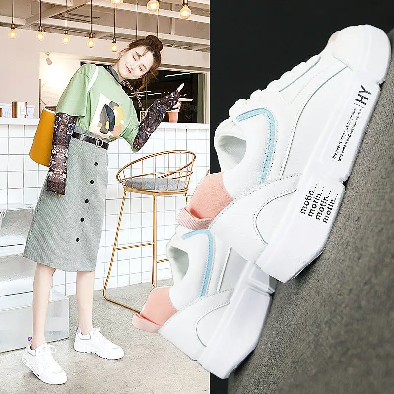 

White Shoes Women's 2019 Autumn New Style Korean-style Versatile Breathable Students WOMEN'S Shoes Athletic Shoes Running Casual