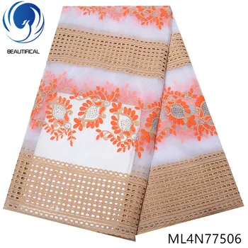 

BEAUTIFICAL nigerian lace fabrics 5yards New arrival mesh lace fabric for wedding embroidery tulle lace with stones ML4N775
