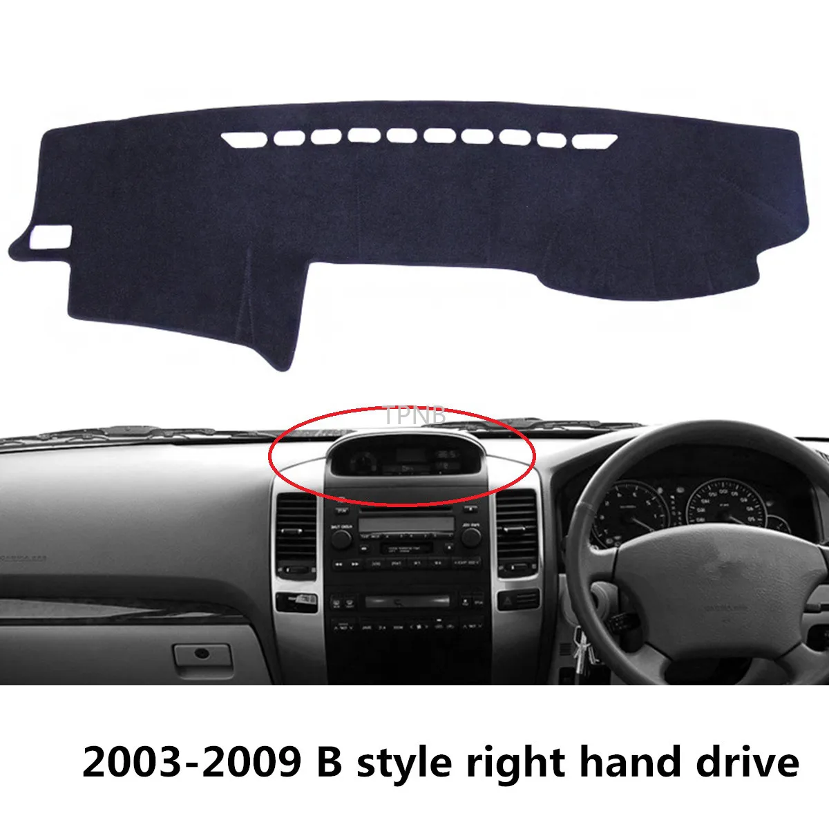 Правый руль для Toyota Prado 120 2003 2004 2005 2006 2007 2008 2009 приборной панели коврик против светильник