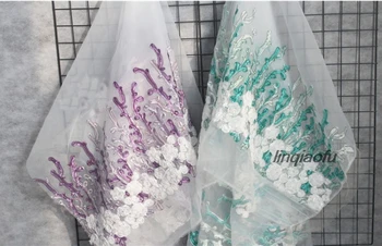 

Three-dimensional embroidery water grass flower mesh yarn flower texture perspective creative fabric