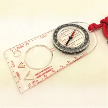 Портативная наружная портативная увеличительная компас линейка с лупой шкала Скаут Пешие прогулки Кемпинг лодки ориентирующая карта красная веревка